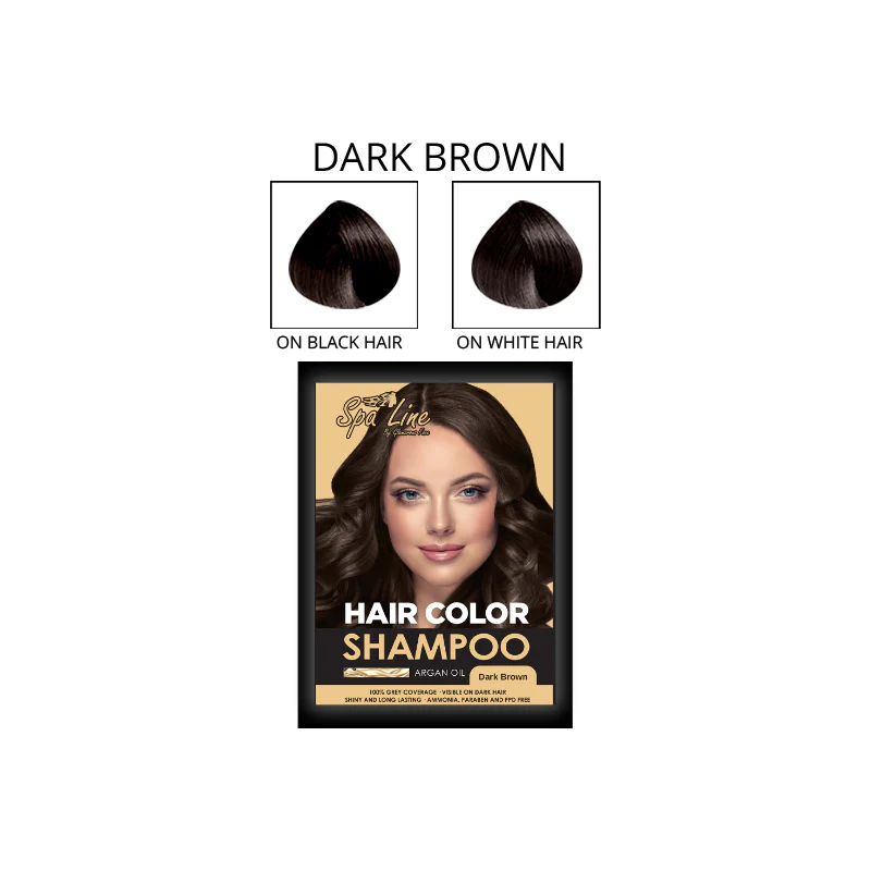 Spa Line By Glamorous Face Hair Color Shampoo (Dark Brown)