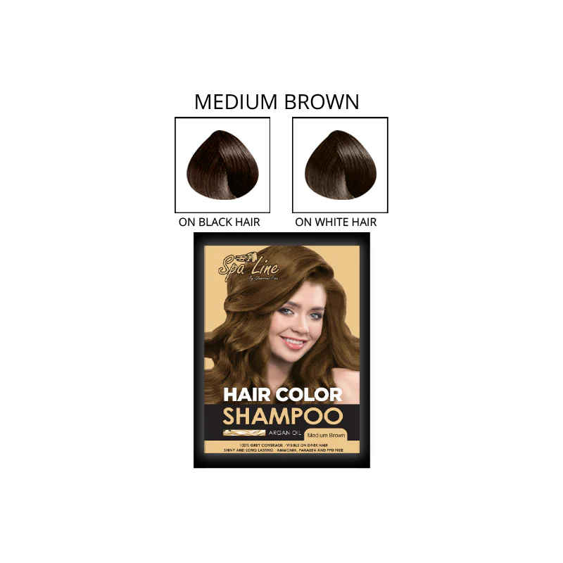 Spa Line By Glamorous Face Hair Color Shampoo (Medium Brown)