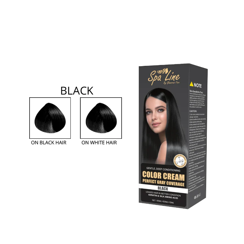 Spa-Line-By-Glamorous Face Hair Color Cream Perfect Gray Coverage Black