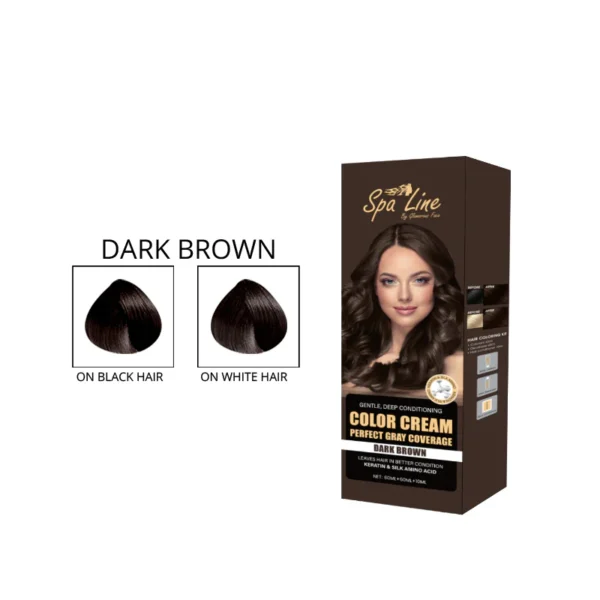 Spa Line By Glamorous Face Hair Color Cream Perfect Gray Coverage Dark Brown (110 ml)