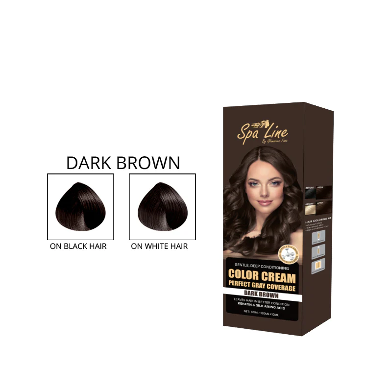 Spa Line By Glamorous Face Hair Color Cream Perfect Gray Coverage Dark Brown (110 ml)