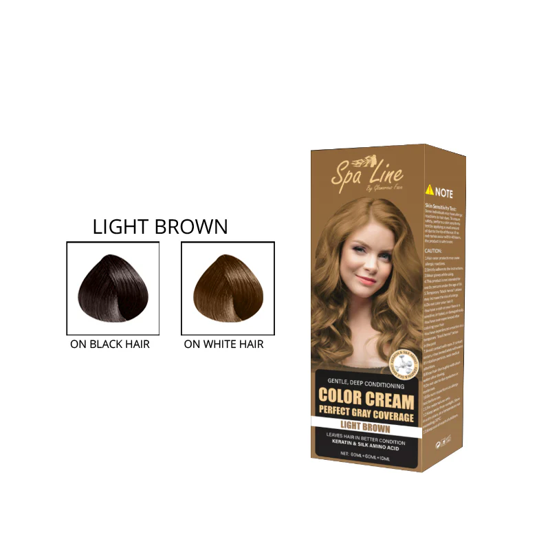Spa Line By Glamorous Face Hair Color Cream Perfect Gray Coverage Light Brown