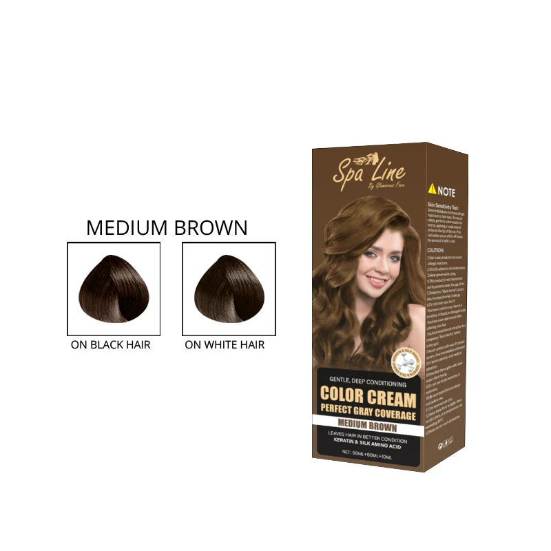 Spa Line By Glamorous Face Hair Color Cream Perfect Gray Coverage Medium Brown